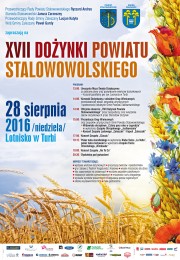 28 sierpnia zapraszamy na XVII Dożynki Powiatu Stalowowolskiego, jedną z najważniejszych imprez plenerowych w powiecie. W tym roku święto plonów odbędzie się na lotnisku w Turbi.
