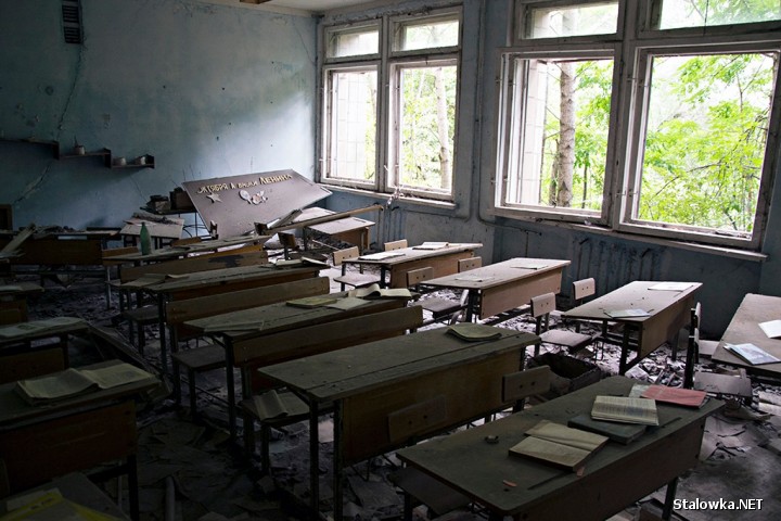 Jedna z opuszczonych sal w szkole numer 3 w Prypeci.