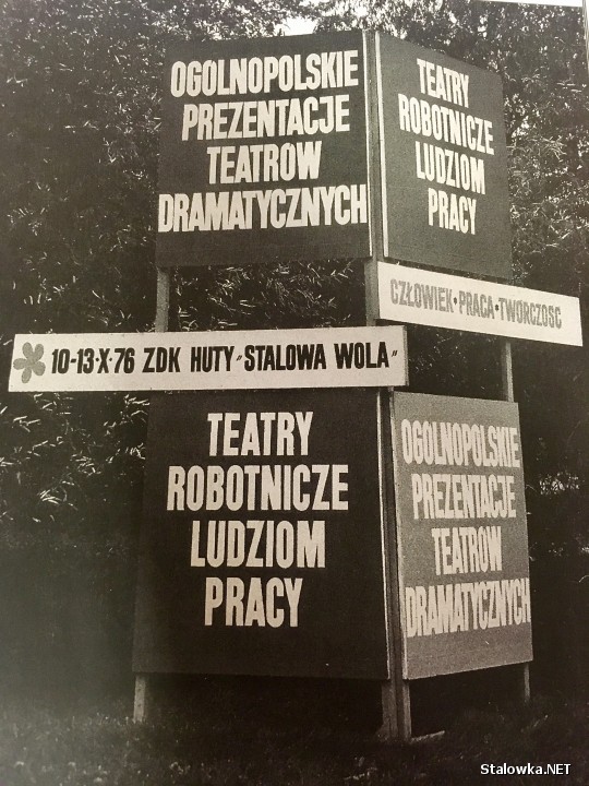 Plansze reklamowe: Ogólnopolskie Prezentacje Teatrów Dramatycznych Teatry Robotnicze Ludziom Pracy.