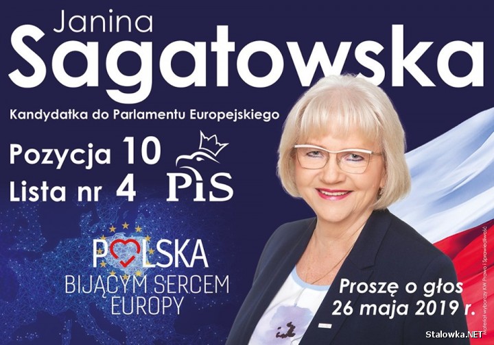 Janina Sagatowska - kandydatka do Parlamentu Europejskiego. Pozycja 10. Lista nr 4 Prawo i Sprawiedliwość.