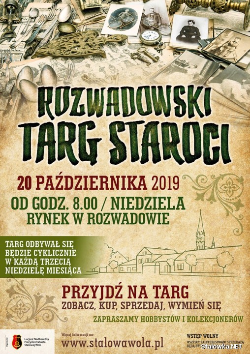 Kolejny Targ Staroci odbędzie się w niedzielę 20 października. Stoiska, jak dotychczas, będą ulokowane na terenie Rynku i ul. Jagiellońskiej w kierunku dworca PKP w Stalowej Woli.