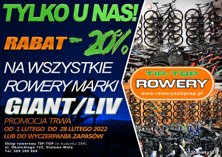 TIP-TOP: rabat -20% na wszystkie rowery marki GIANT/LIV!