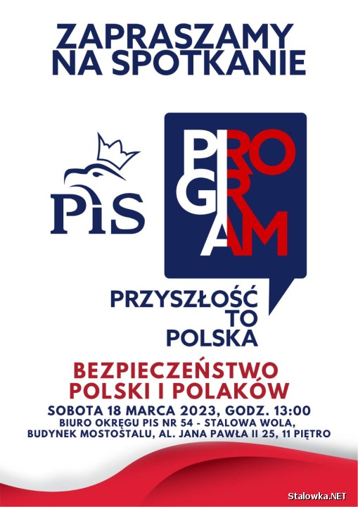 Bezpieczeństwo Polski i Polaków to temat otwartego spotkania z mieszkańcami, na które zapraszają przedstawiciele partii rządzącej.