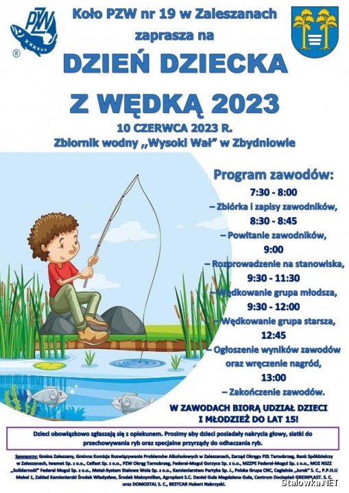 10 czerwca na zbiorniku wodnym Wysoki wał w Zbydniowie odbędzie się Dzień Dziecka z wędką.