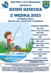 10 czerwca na zbiorniku wodnym Wysoki wał w Zbydniowie odbędzie się Dzień Dziecka z wędką.