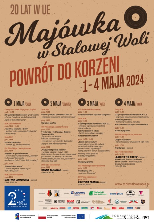 Od 1 do 4 maja 2024 roku odbędzie się w Stalowej Woli Majówka pod hasłem Powrót do korzeni.