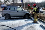 Pożar samochodu na parkingu Lidl przy ul. Staszica w Stalowej Woli.