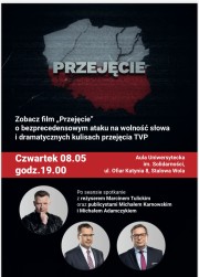 Emisja filmu Przejęcie autorstwa redaktora Marcina Tulickiego w Stalowej Woli.