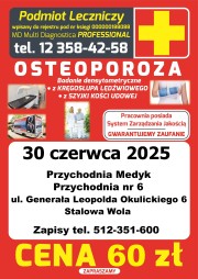 Firma MULTIDIAGNOSTICA z Krakowa zaprasza na badania densytometryczne w kierunku osteoporozy