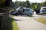 Jastkowice: 58-latek wjechał w betonowe ogrodzenie. Trafił do szpitala.