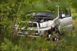 Auto wypadło z drogi w miejscu, gdzie jest odcinkowy pomiar prędkości.