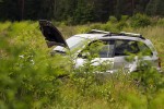 Auto wypadło z drogi w miejscu, gdzie jest odcinkowy pomiar prędkości.