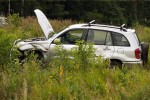 Auto wypadło z drogi w miejscu, gdzie jest odcinkowy pomiar prędkości.