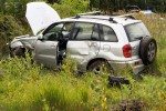 Auto wypadło z drogi w miejscu, gdzie jest odcinkowy pomiar prędkości.