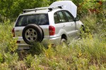 Auto wypadło z drogi w miejscu, gdzie jest odcinkowy pomiar prędkości.