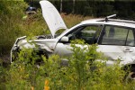 Auto wypadło z drogi w miejscu, gdzie jest odcinkowy pomiar prędkości.