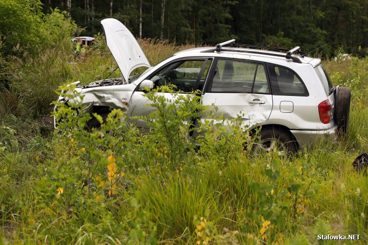 Auto wypadło z drogi w miejscu, gdzie jest odcinkowy pomiar prędkości.