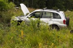 Auto wypadło z drogi w miejscu, gdzie jest odcinkowy pomiar prędkości.