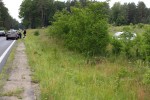 Auto wypadło z drogi w miejscu, gdzie jest odcinkowy pomiar prędkości.