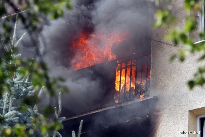 Stalowa Wola: pożar w bloku na Okulickiego.