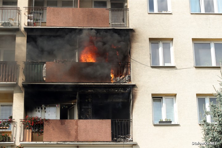 Stalowa Wola: pożar w bloku na Okulickiego.