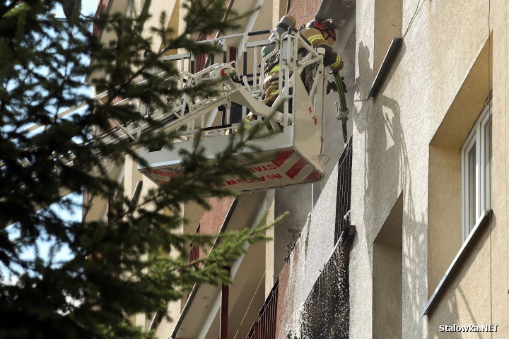 Stalowa Wola: pożar w bloku na Okulickiego.