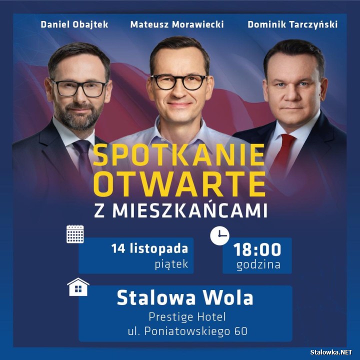 Obajtek, Morawiecki i Tarczyński na spotkaniu z mieszkańcami.