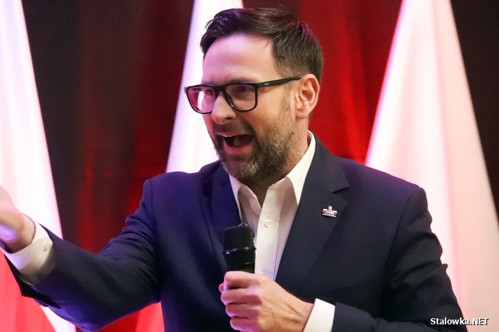 Morawiecki i Obajtek na spotkaniu w Stalowej Woli.