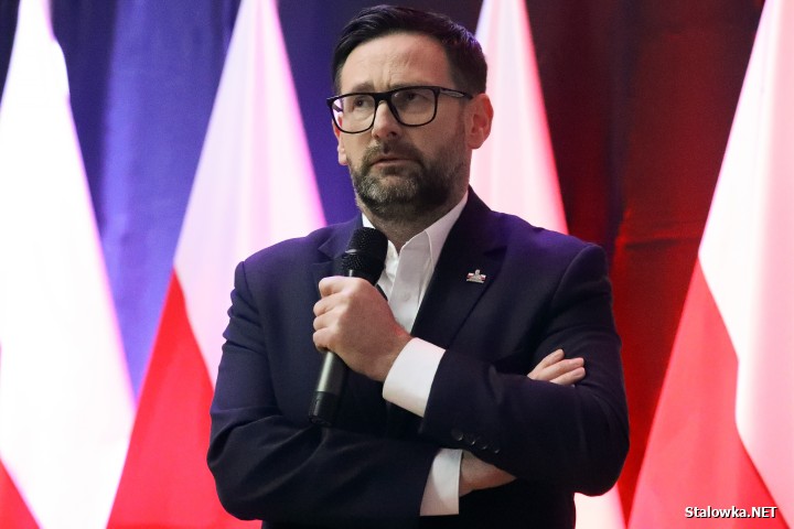 Morawiecki i Obajtek na spotkaniu w Stalowej Woli.