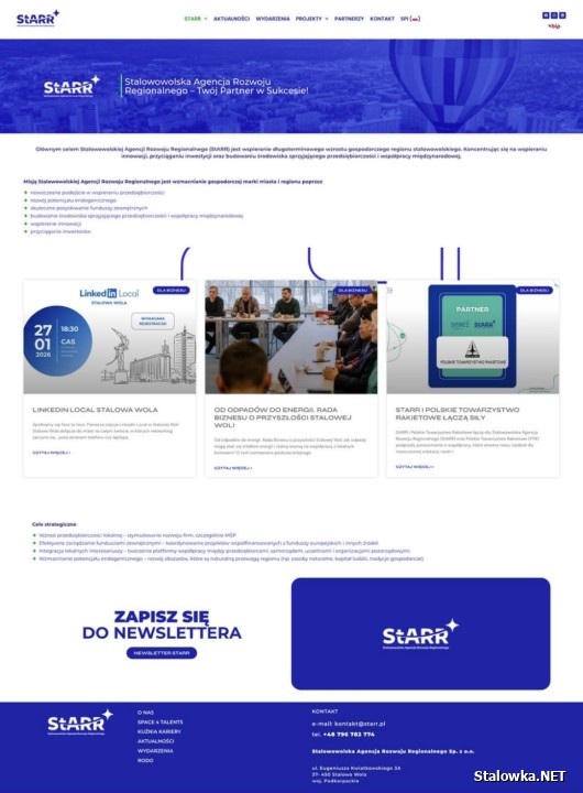 Strona www Stalowowolskiej Agencji Rozwoju Regionalnego.