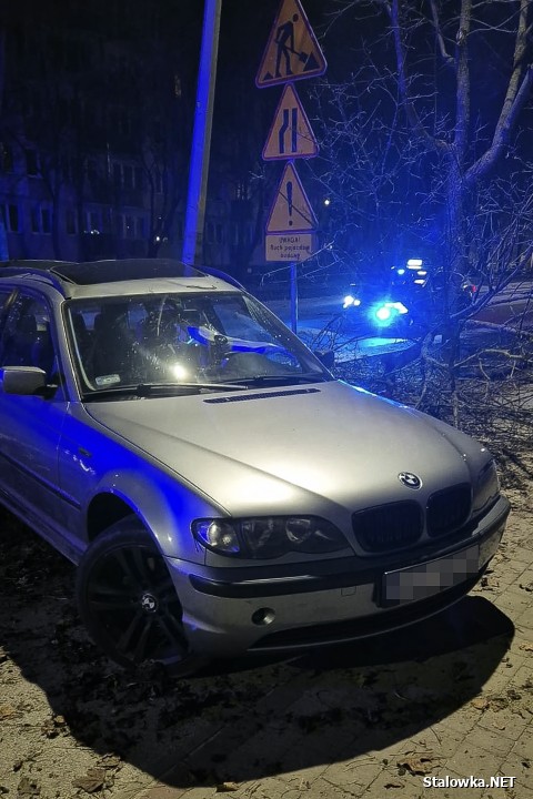 Na Poniatowskiego BMW ścięło drzewo i uszkodziło latarnię. Sprawcy uciekli.