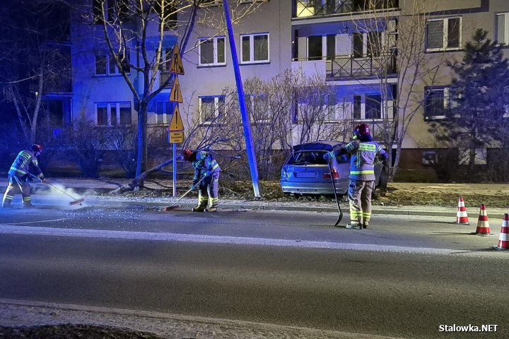 Na Poniatowskiego BMW ścięło drzewo i uszkodziło latarnię. Sprawcy uciekli.