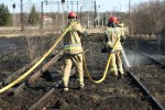 Pożar torowiska na towarowej stacji kolejowej w Stalowej Woli.
