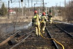 Pożar torowiska na towarowej stacji kolejowej w Stalowej Woli.