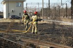 Pożar torowiska na towarowej stacji kolejowej w Stalowej Woli.