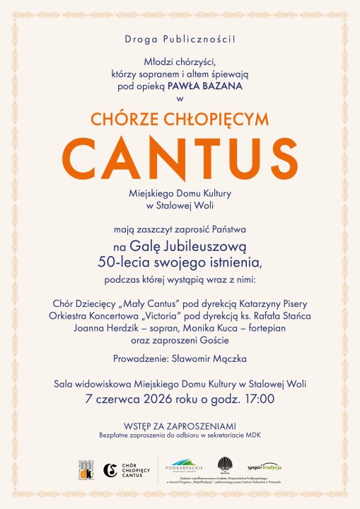 Gala Jubileuszowa z okazji 50-lecia Chóru Chłopięcego CANTUS.