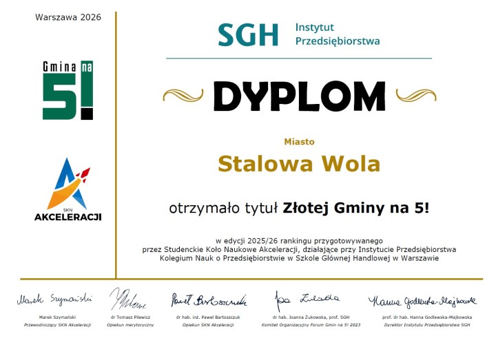 Stalowa Wola ze Złotym wyróżnieniem SGH.