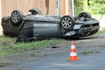 Dachowanie w Pysznicy. Kierowca uciekł do lasu.
