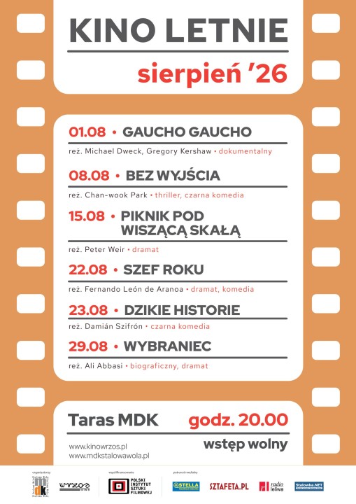 Sierpniowe Kino Letnie - filmowe soboty pod gwiazdami.