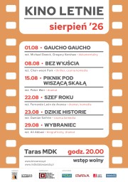 Sierpniowe Kino Letnie - filmowe soboty pod gwiazdami.