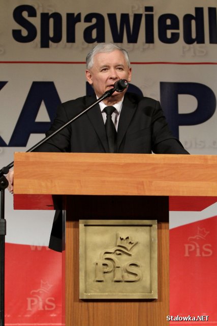 Jarosław Kaczyński (PiS) na wiecu wyborczym w Stalowej Woli.
