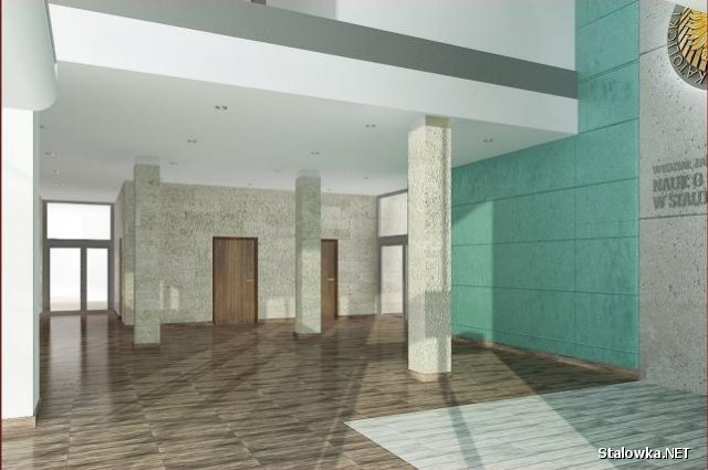 Hall główny segmentu C budynku administracyjno-dydaktyczno-socjalnego dla Katolickiego Uniwersytetu Lubelskiego.