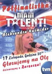 Uczennica stalowowolskiej PSM Ola Kuśmider wystąpi w ostatnim półfinałowym odcinku Mam Talent w najbliższą sobotę.