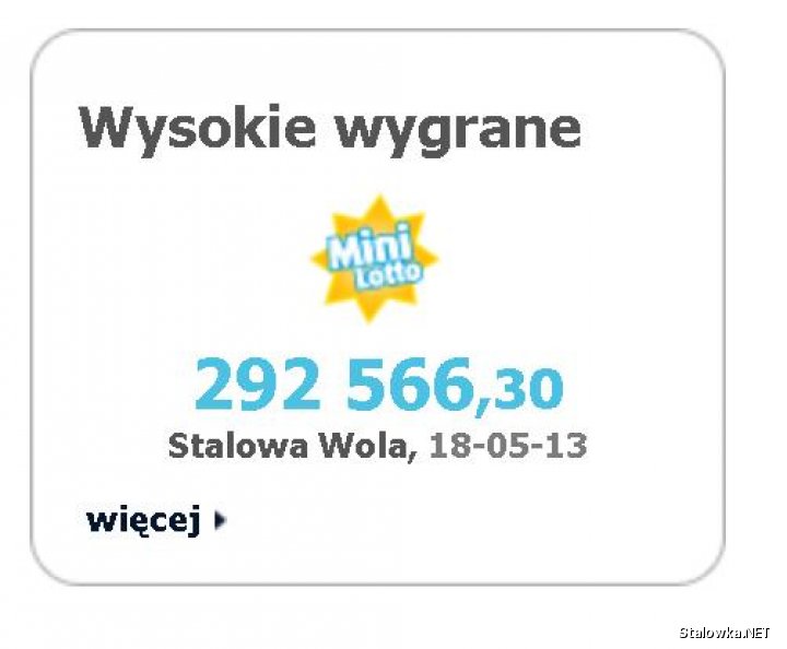 W sobotę gracz ze Stalowej Woli wygrał prawie 300 tys. zł w Mini Lotto.