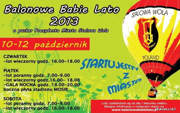 W najbliższy weekend odbędzie się stalowowolskie Balonowe Babie Lato.