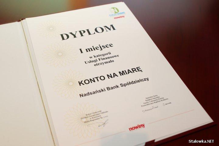 Wśród nagrodzonych w kategorii Usługi-Finansowe znalazł się Nadsański Bank Spółdzielczy w Stalowej Woli za oferowane Konto na miarę.