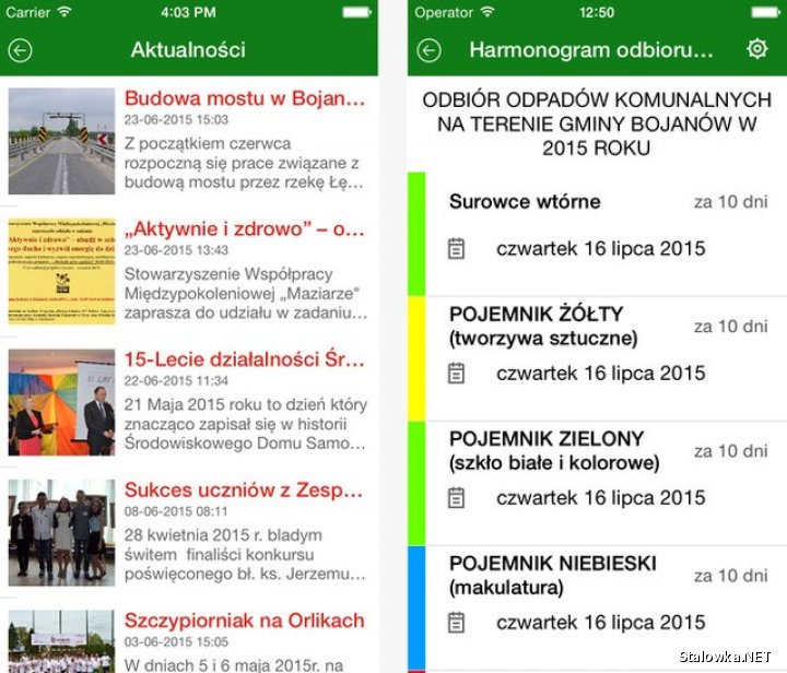 Aplikację można pobrać wchodząc na oficjalną stronę gminy Bojanów: bojanow.pl