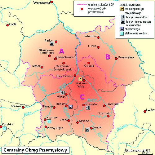 Centralny Okręg Przemysłowy - mapa obszaru